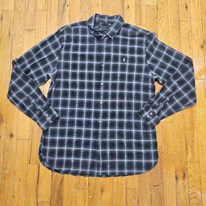 John Varvatos Mens Large Dark Gray Button Up Long Sleeve Shirt